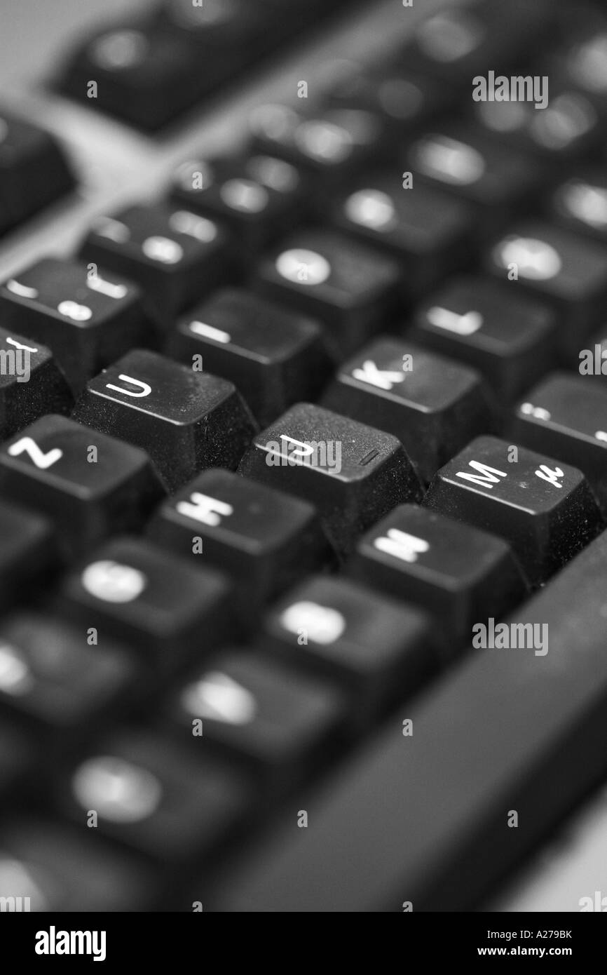 Computer Keyboard Photo Details Computer details Black and White Stock Photos & Images - Alamy