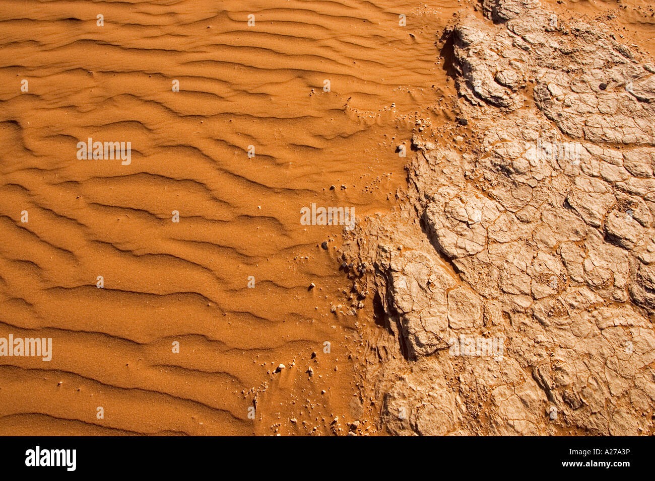 Structure with sand and dry loam in Namib desert, Namibia Stock Photo