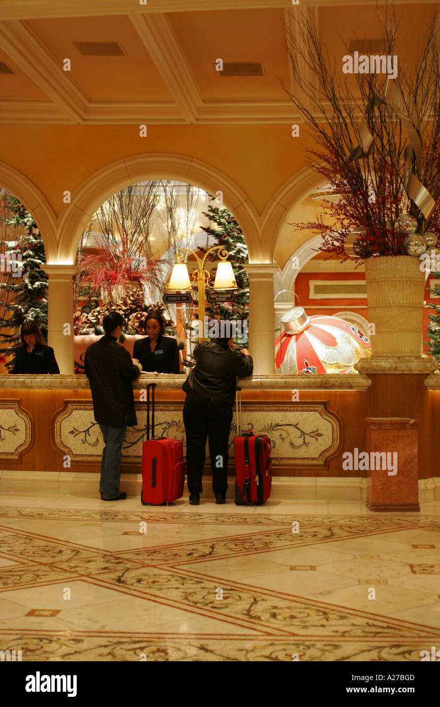 Reception desk Bellagio Hotel and Casino Las Vegas Nevada USA Stock Photo