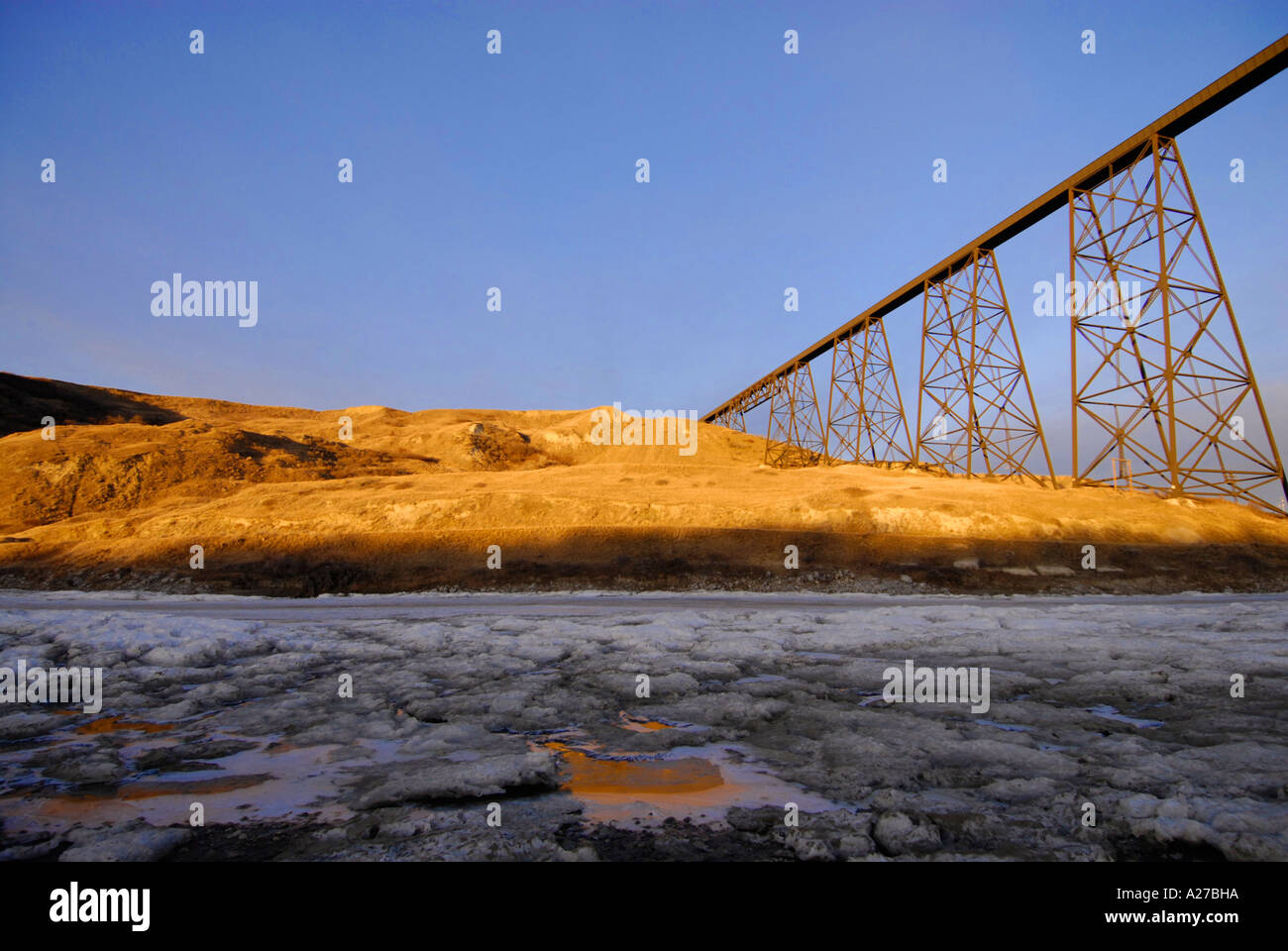 High Level Train Bridge over the Old Man River in Lethbridge Alberta