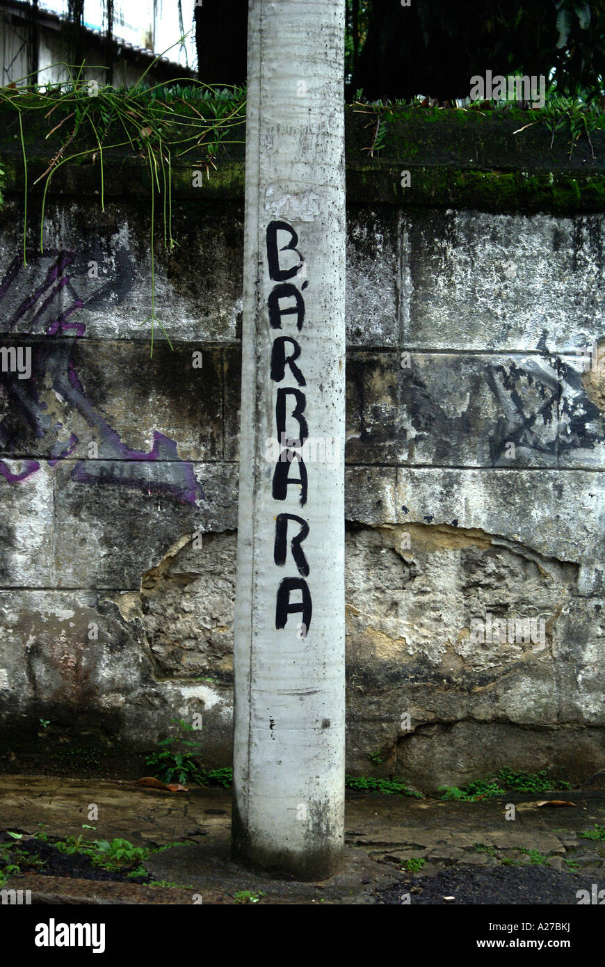 Graffiti: The name 'Barbara' on a concrete column Stock Photo