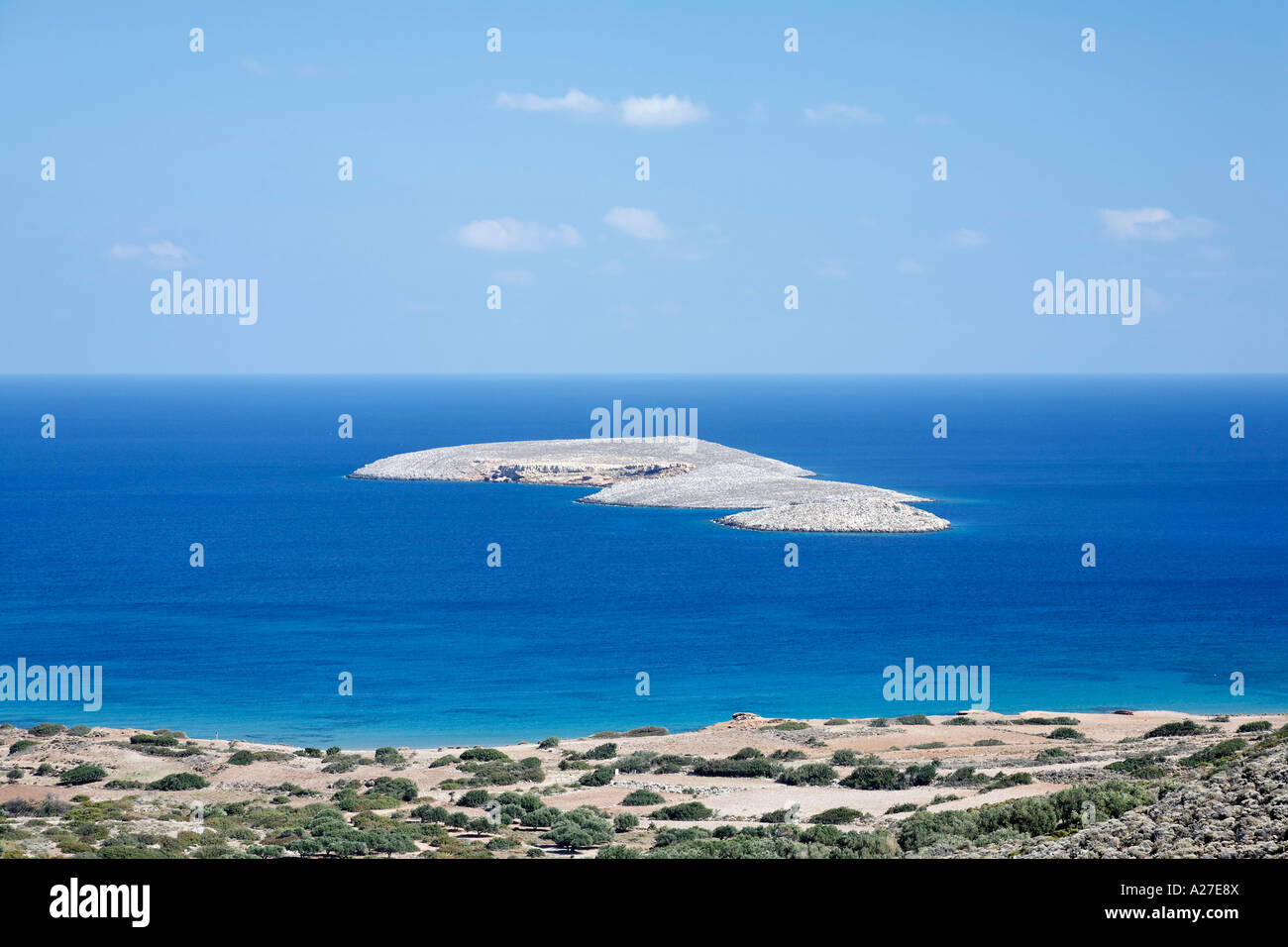 Grandes island at Palekastro, eastern Crete, Greece Stock Photo