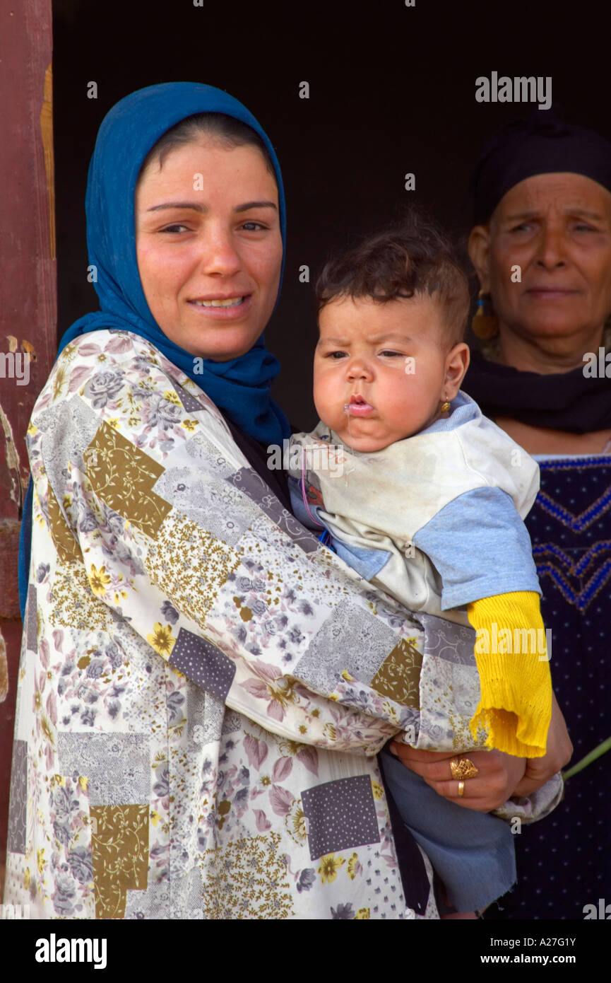 Egyptian Mother Smiling With Child Outdoors Stock Photo - Alamy
