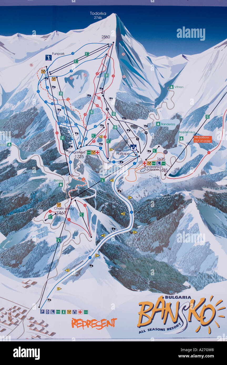 bansko bulgarian ski map Stock Photo - Alamy