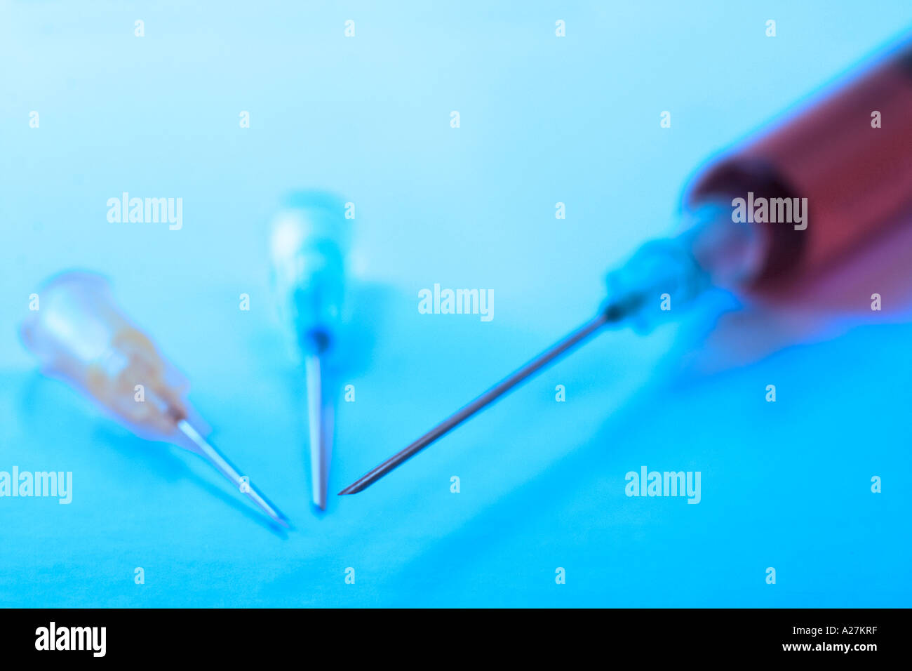 Close up of syringe and hypodermic needles Stock Photo