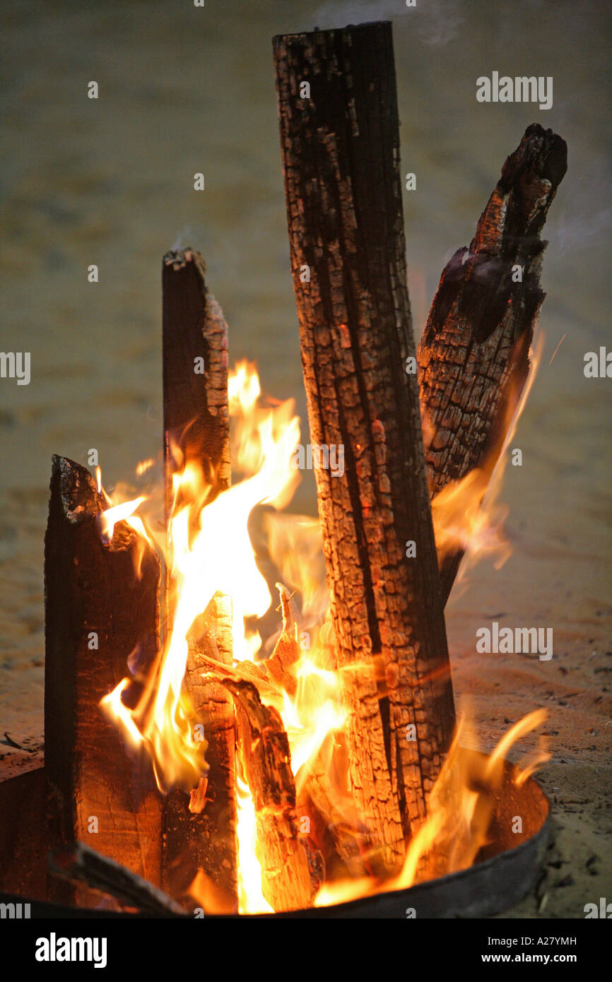 VAE Feuer in einem Wuestencamp, fire burning in dessert camp Stock Photo