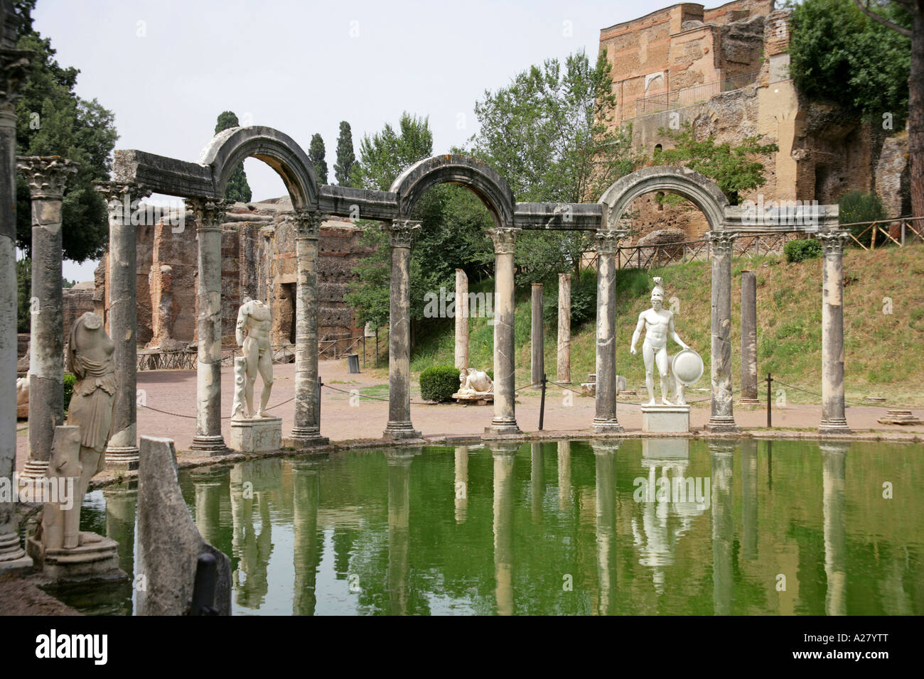 Villa Adriana in View of the Canopus statues at Villa Adrina at Tivoli in Rome Stock Photo - Alamy