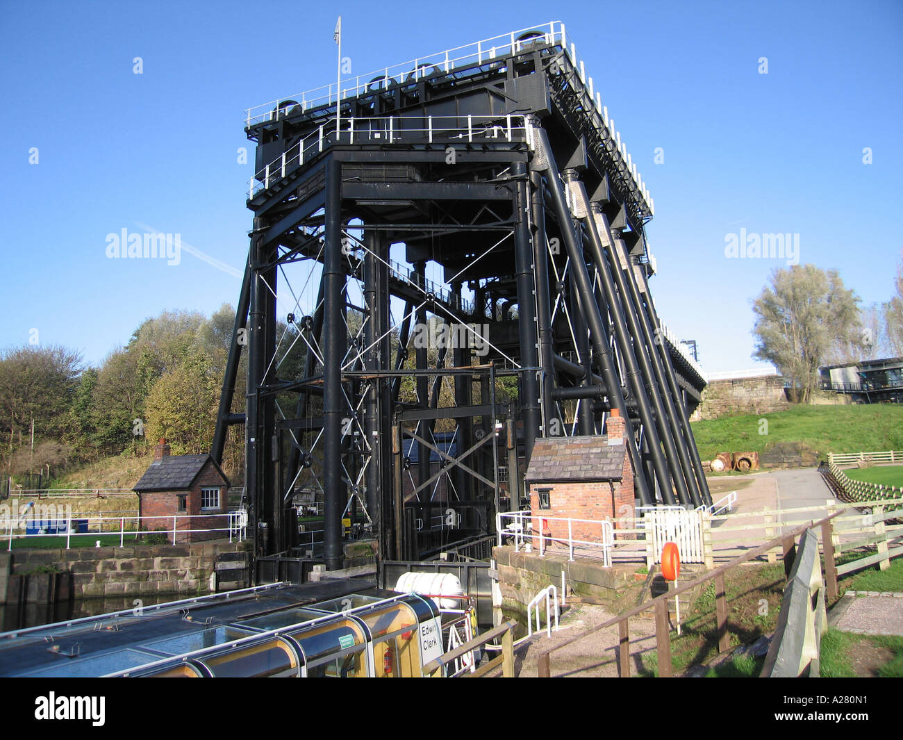 British Waterways Anderton Boat Lift near Barnton Cheshire on a Lovely Sunny Day Stock Photo