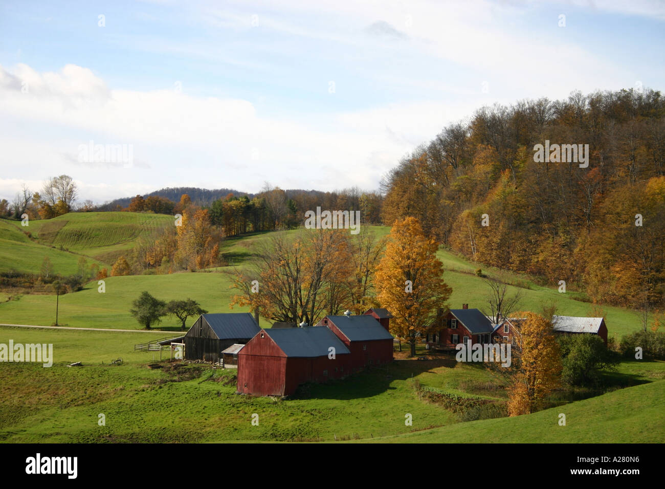 The Beautiful Jennes Farm South Woodstock Vermont USA in Full Fall Colours Stock Photo