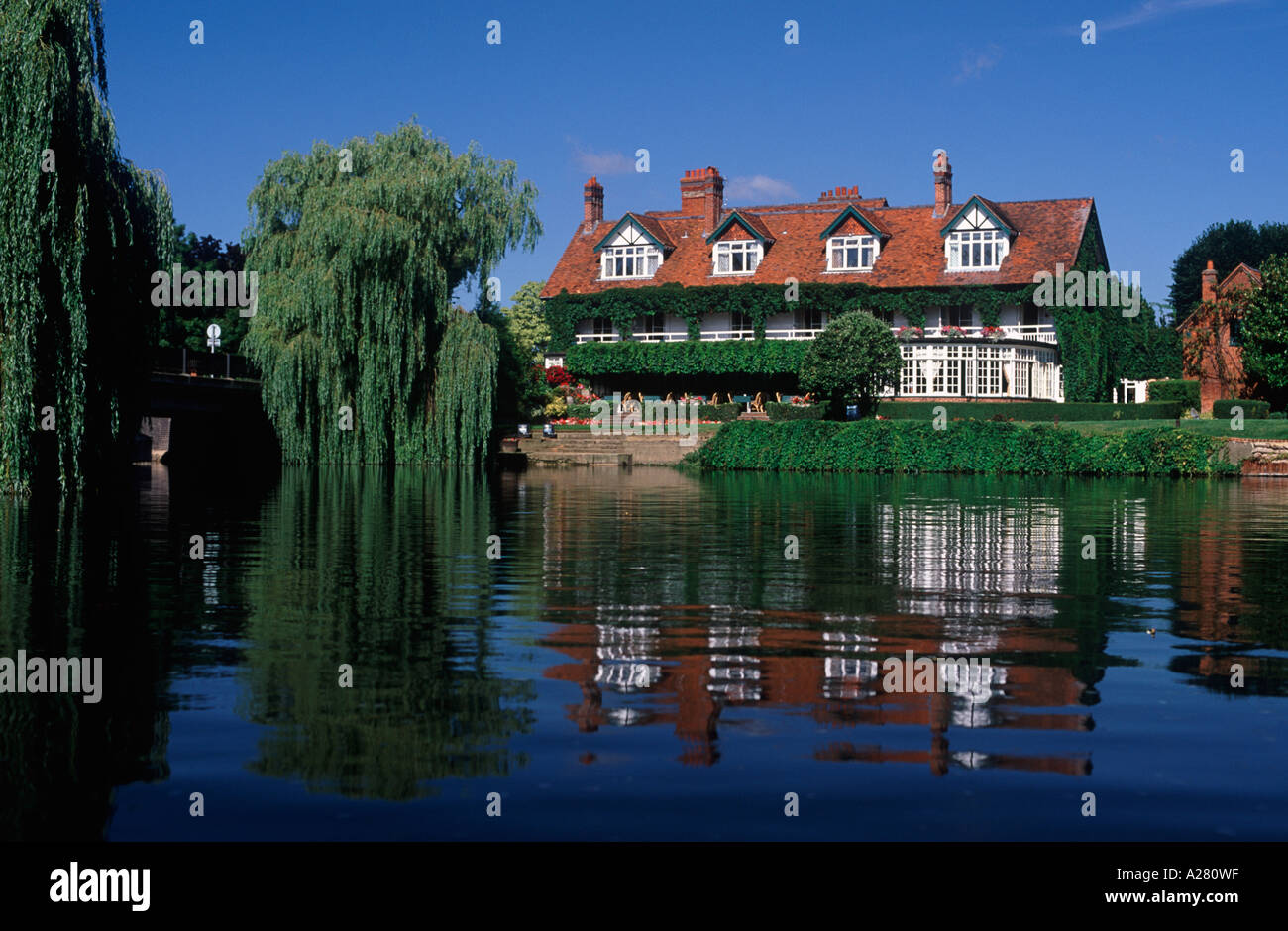 The French Horn luxury hotel and restaurant overlooking backwater of