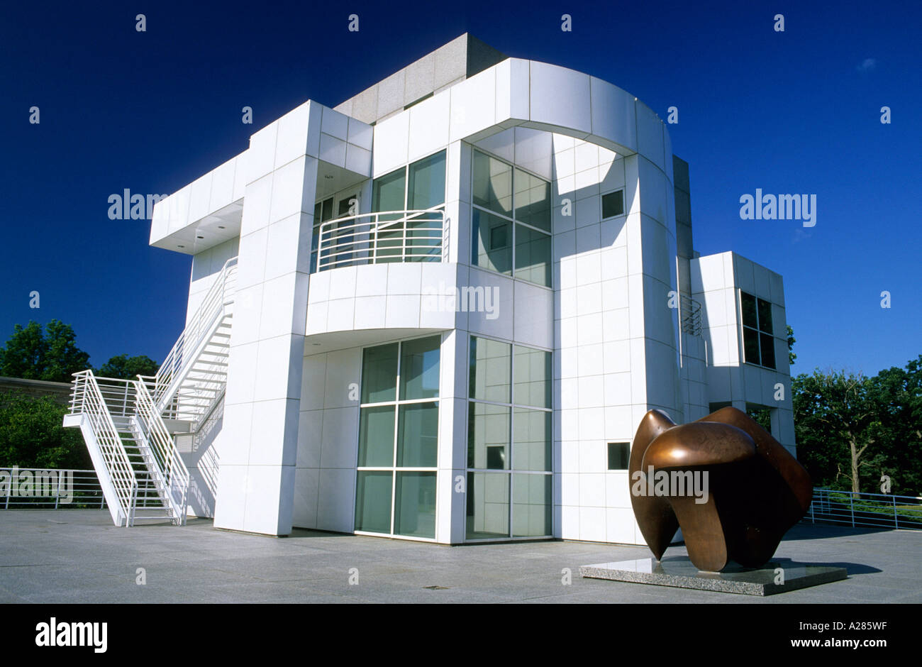 Modern art sculpture in front of the Art Center in Des Moines, Iowa