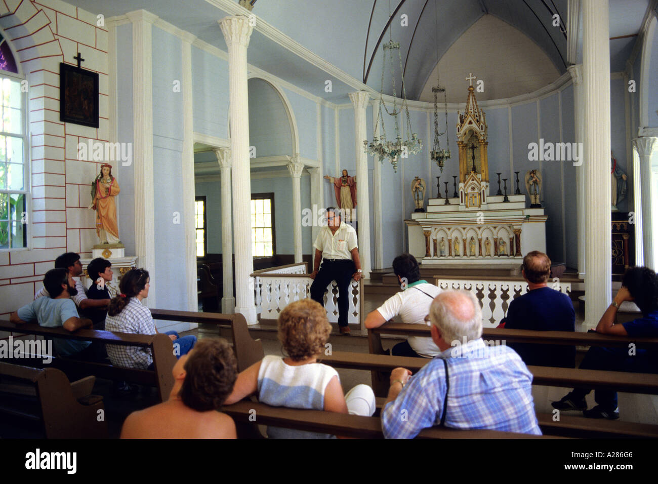 The interior of St. Philomena Catholic Church on the island of Molokai
