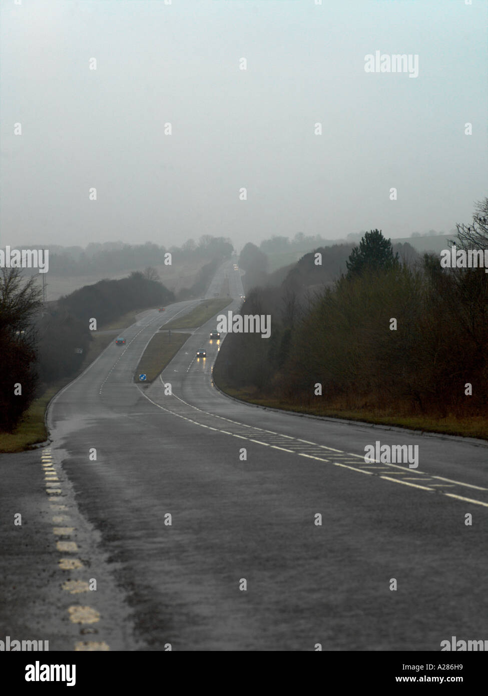 Wiltshire England Road from Salisbury to Andover in the Rain Stock ...