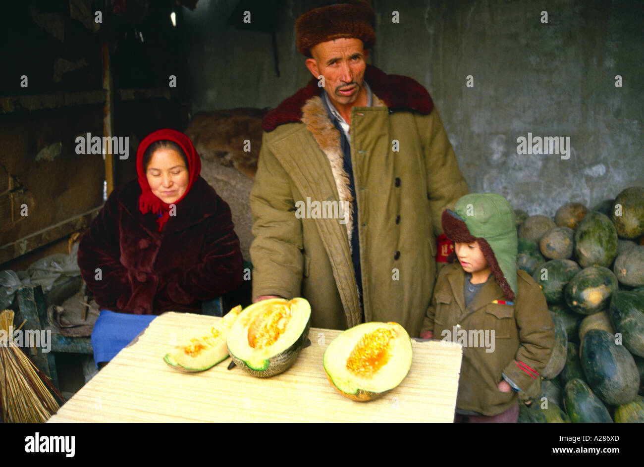 Kazakhstan  Melon Seller Stock Photo