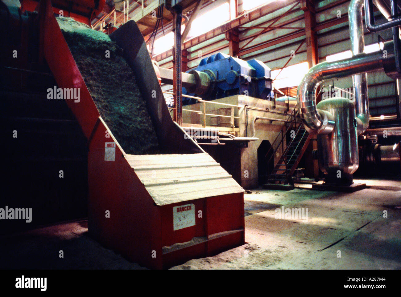 Kenana Sudan Sugar Factory 3rd Largest in World - Cane Going into Crusher Machine Stock Photo