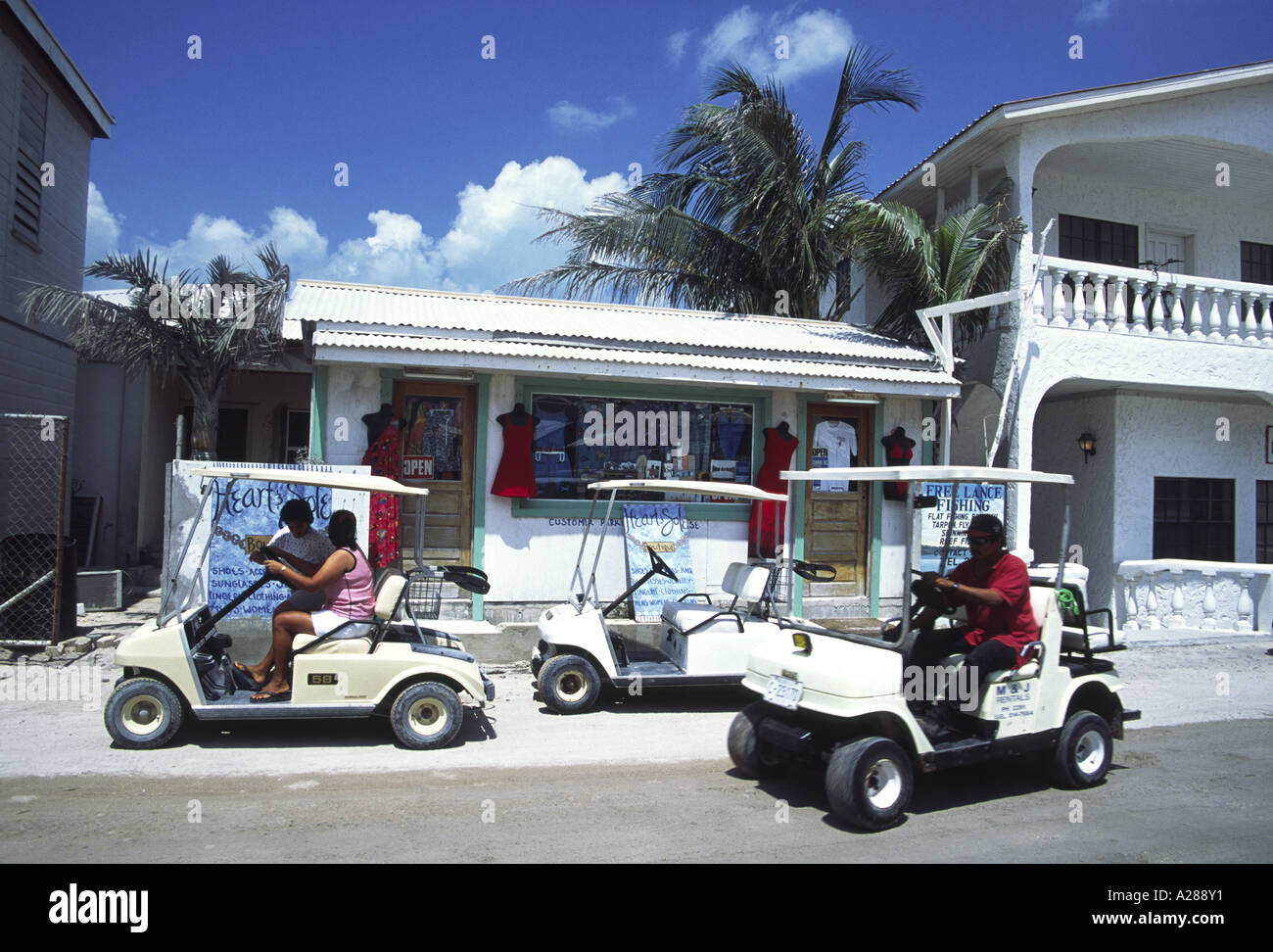 Golf Cart Buggy Transport Caye Ambergris Belize Stock Photo Alamy