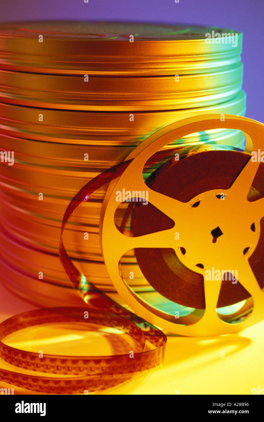 Movie film reel and canisters Stock Photo Alamy