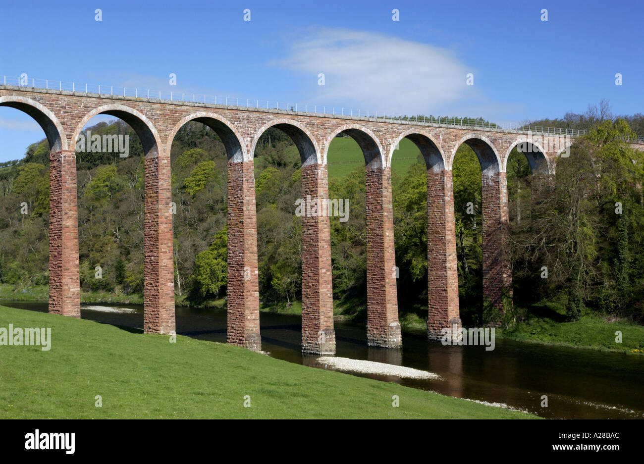 Railway viaduct near Melrose in Scotland Stock Photo