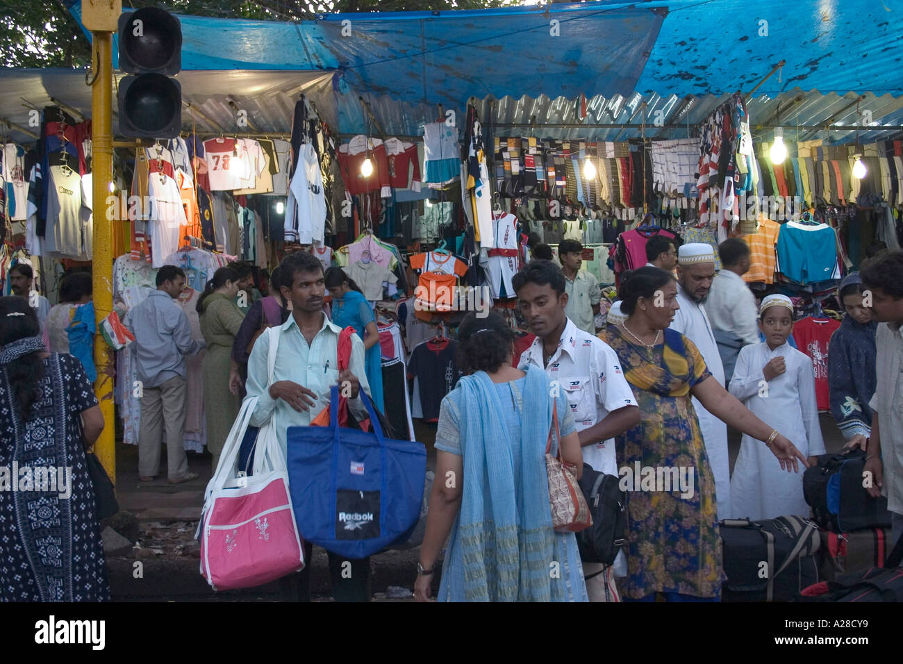 RSC76707 Fashion street man selling bags on the road Bombay India Stock Photo