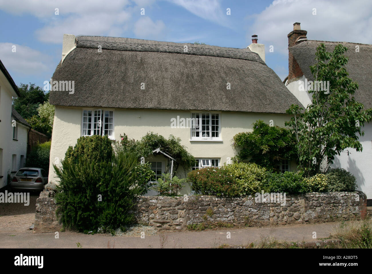 Thatched cottage Otterton Devon Stock Photo Alamy