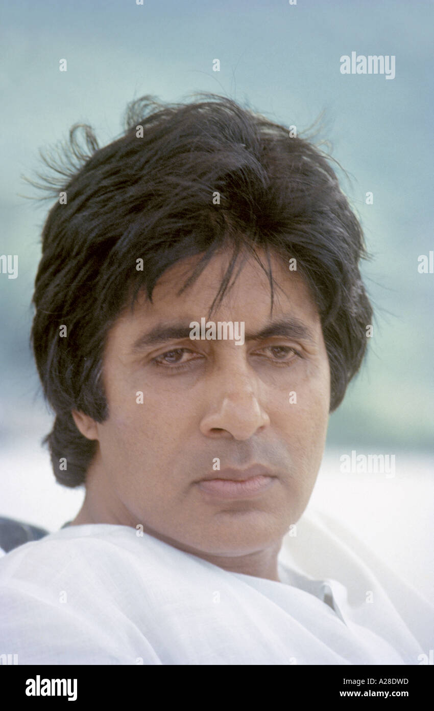 Amitabh Bachchan, Indian Bollywood hindi movie film star actor, on film set in 1986 in India Stock Photo