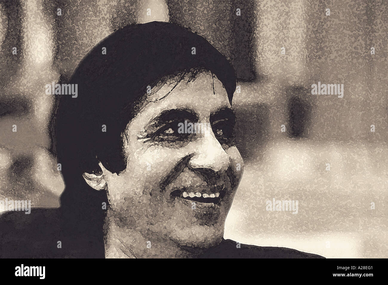 Indian Bollywood Film Star Actor Portrait of Amitabh Bachchan smiling India Stock Photo