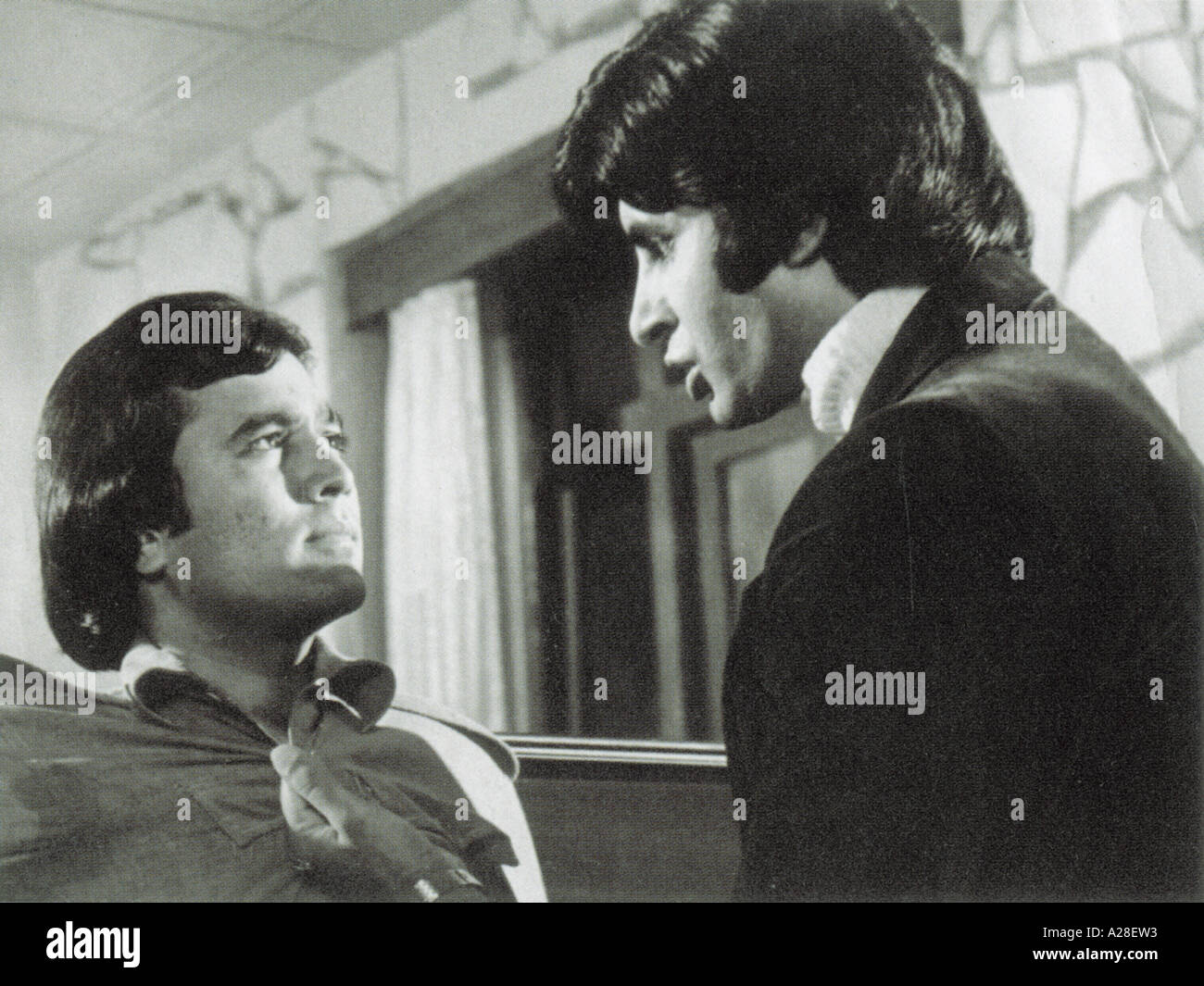 Amitabh Bachchan with Rajesh Khanna in Film Namak Haram India Indian actors bollywood film star actor Stock Photo