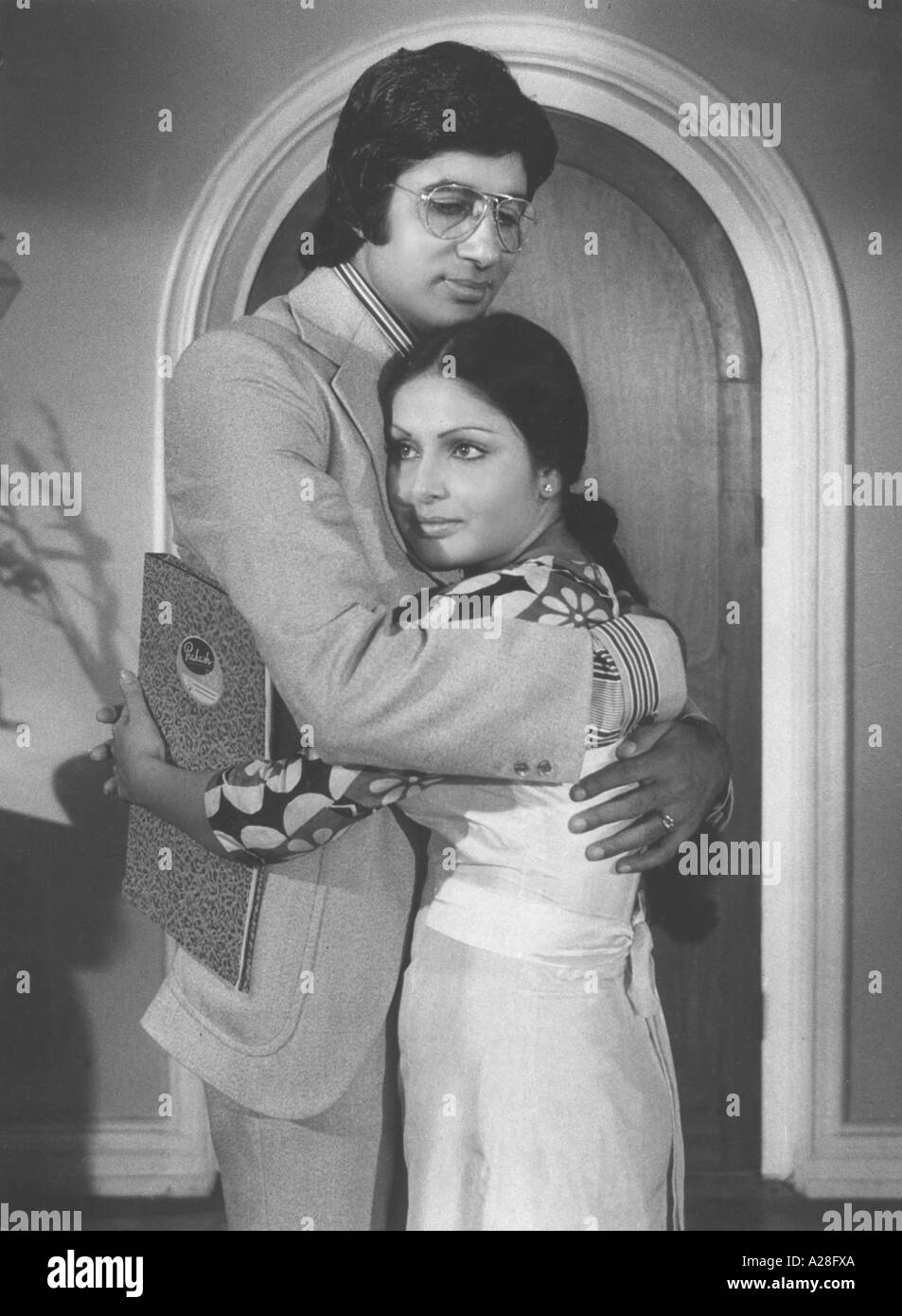 Indian Bollywood Film Star Actor Amitabh Bachchan with Rakhi in film Kasme Vade India Stock Photo