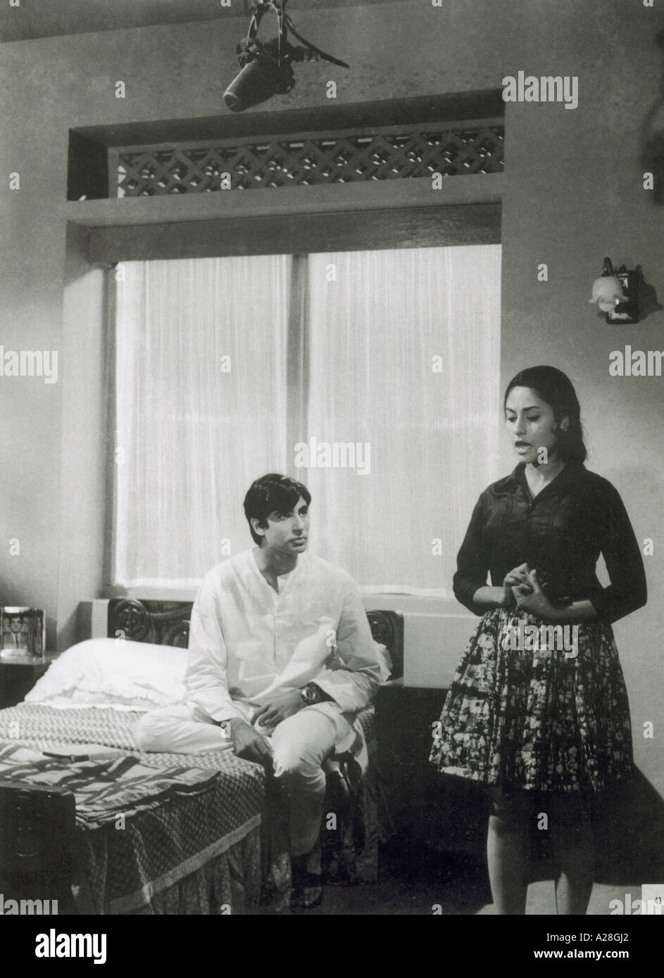 Indian Bollywood Film Star Actor Amitabh Bachchan with Jaya Bhaduri in film Guddi 1971 India Stock Photo