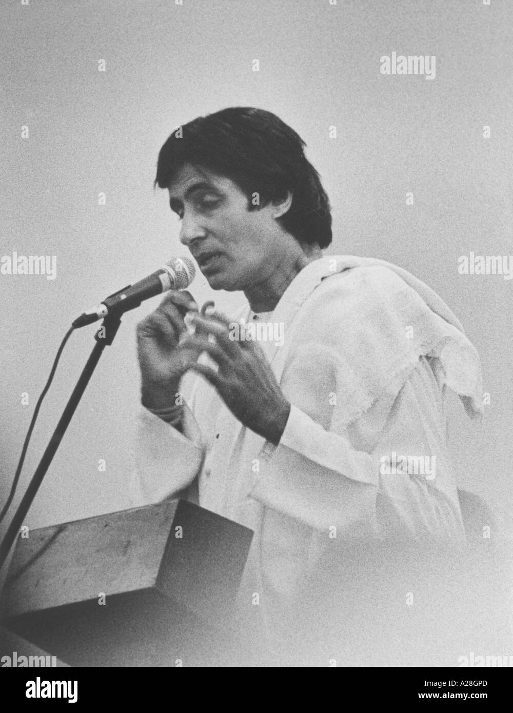 Indian Bollywood Film Star Actor Amitabh Bachchan reciting his fathers poem at NGMA in Mumbai India Stock Photo