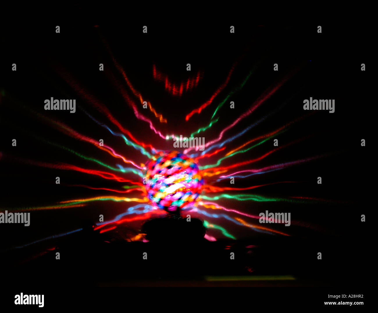 Disco ball light with slow shutter blur effect Stock Photo