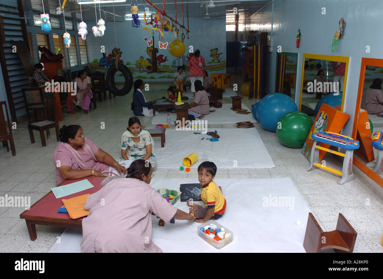children studying in a school India Stock Photo