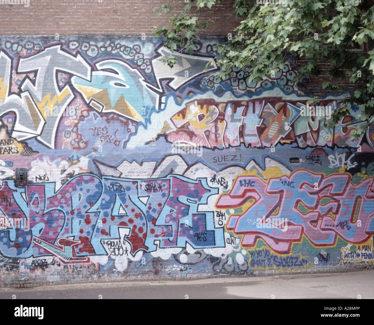 Graffiti on brick wall, Camberwell, London Borough of Southwark, Greater London, England, United Kingdom Stock Photo