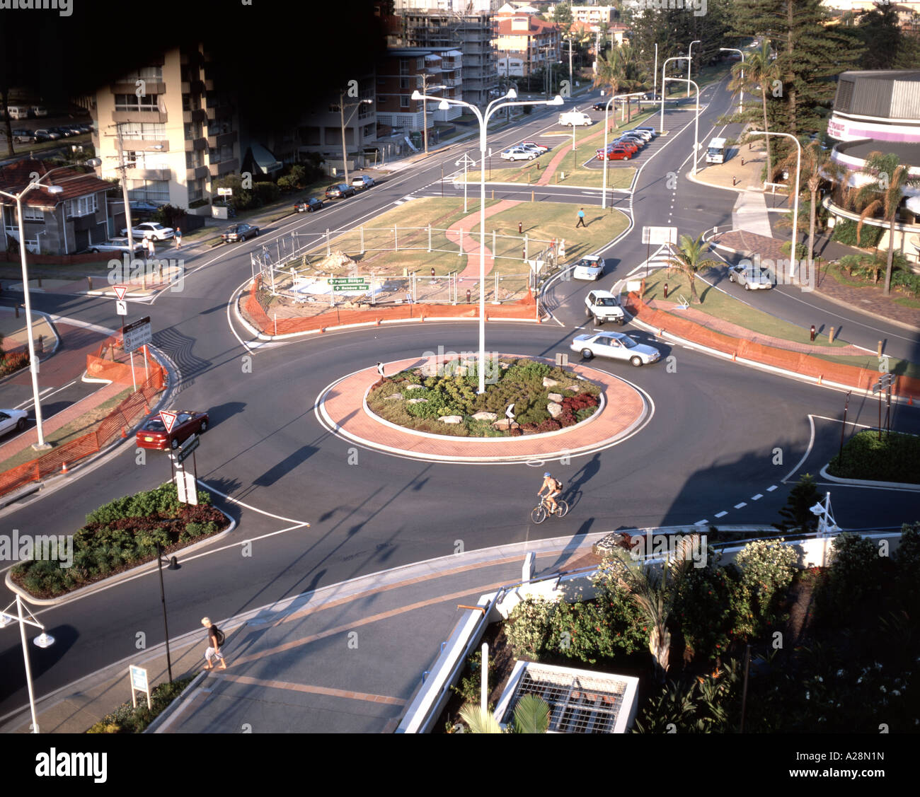 Traffic roundabout, Coolangatta, Gold Coast, Queensland, Australia Stock Photo