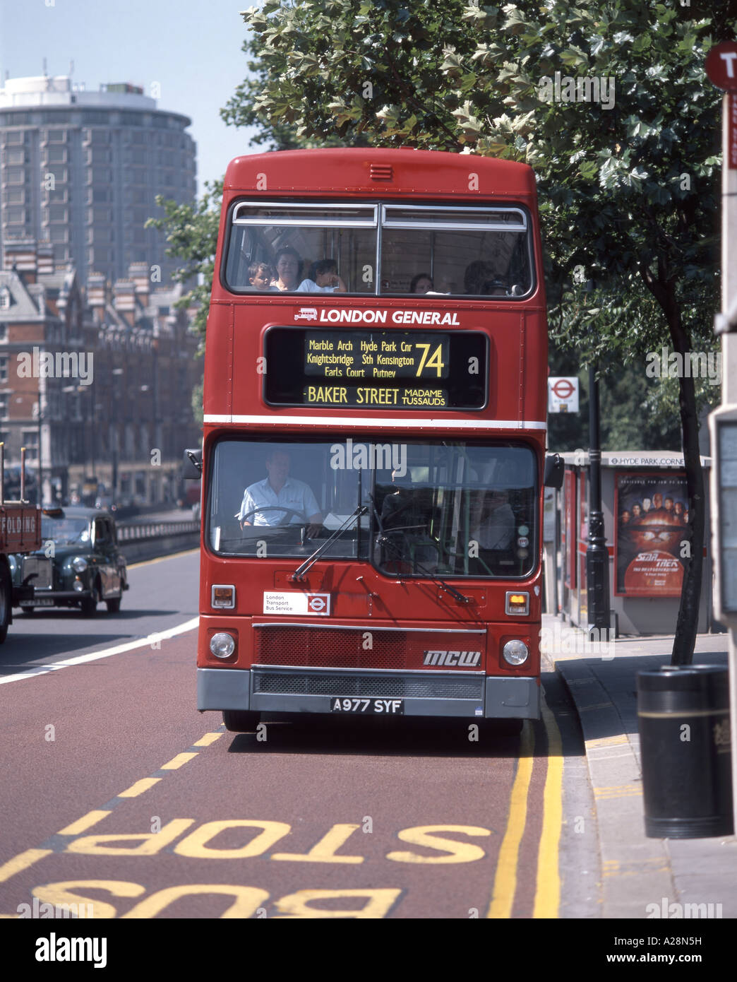 London red double-decker bus, Knightsbridge, London ...