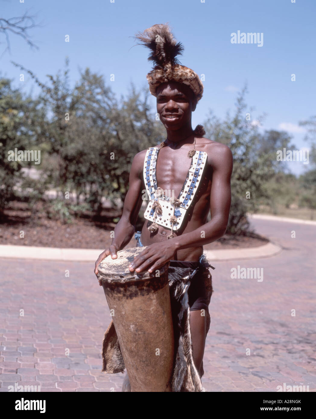 Young Tribesman, Victoria Falls (Mosi-oa-Tunya), Livingstone, Southern Province, Zambia Stock Photo