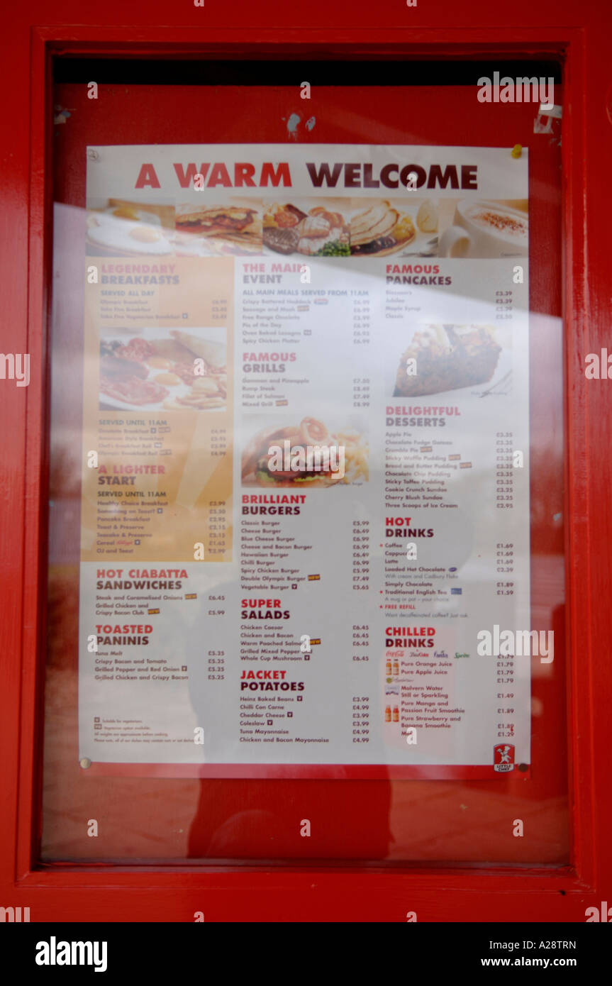 Menu On Wall Of Little Chef A28TRN 