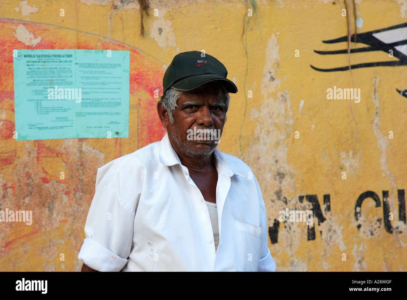 Portrait Of Old man On Street Mapusa City Goa India Stock Photo