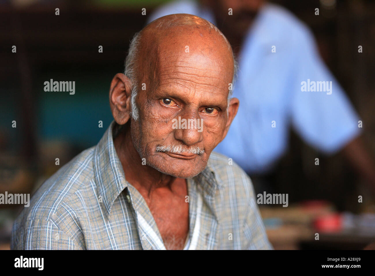 Portrait Of Old Man On Street Mapusa City Goa India Stock Photo