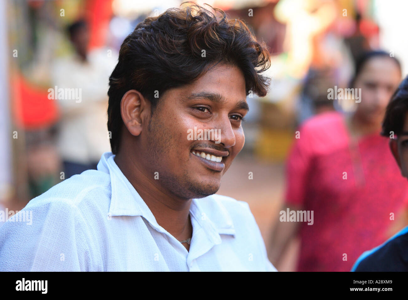Portrait Of Young Man On Street Mapusa City Goa India Stock Photo