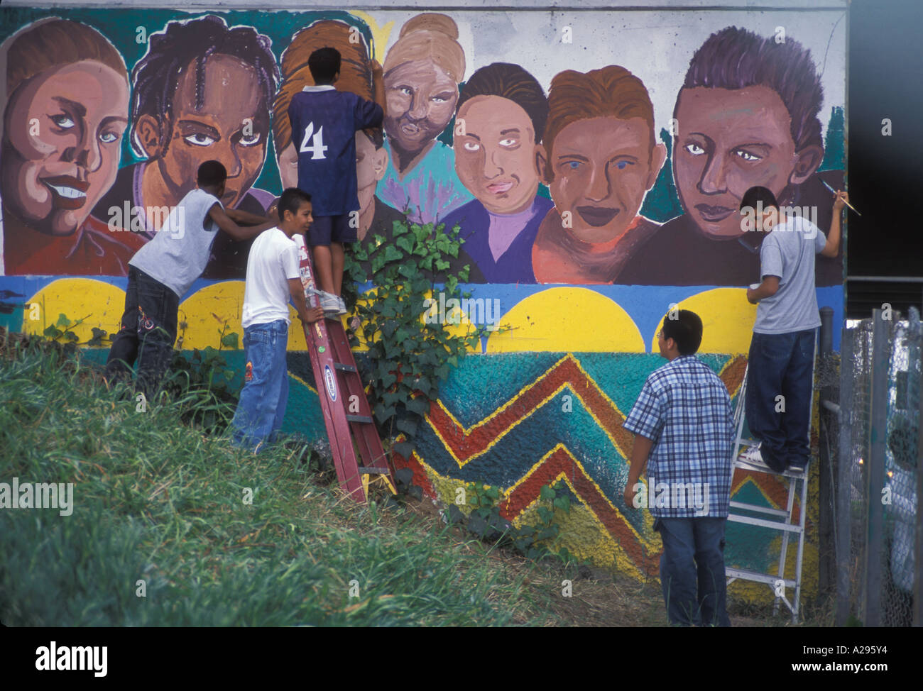 Painting Mural Chicano Park San Diego CA United States of America Stock Photo