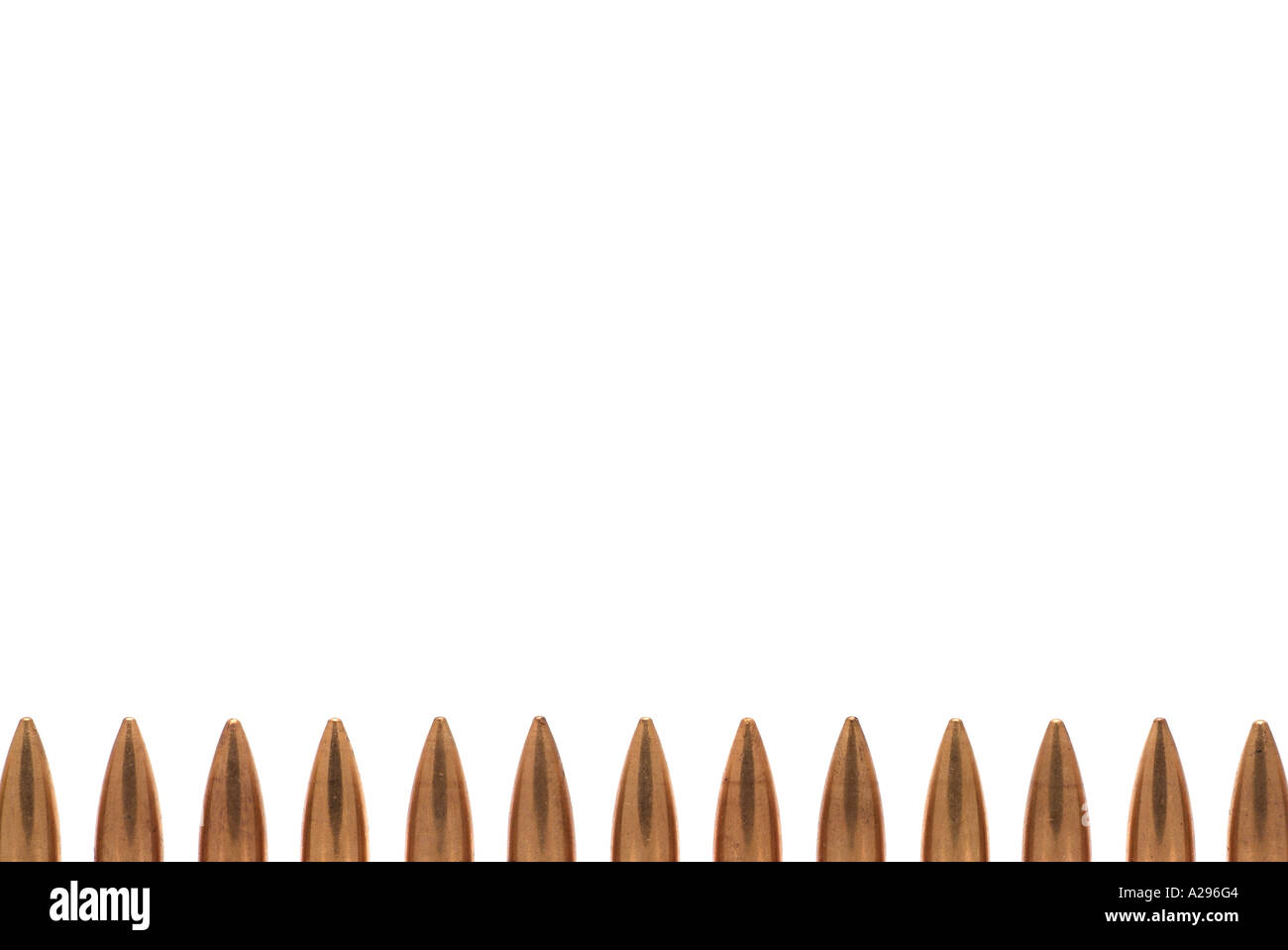 Bullets Lined Up Against A White Background Stock Photo