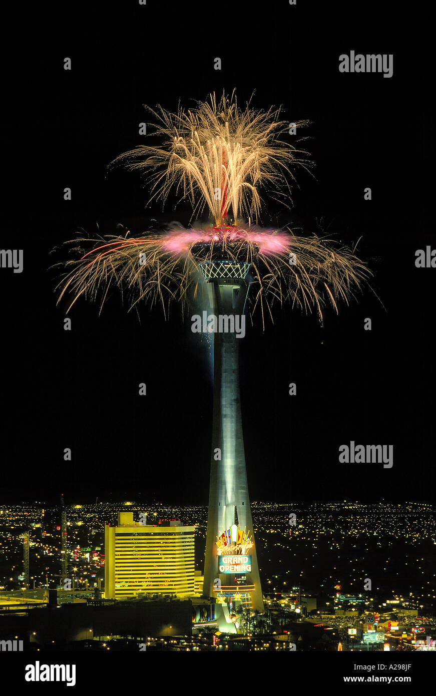 Fireworks display from the Stratosphere Tower in Las Vegas, Nevada