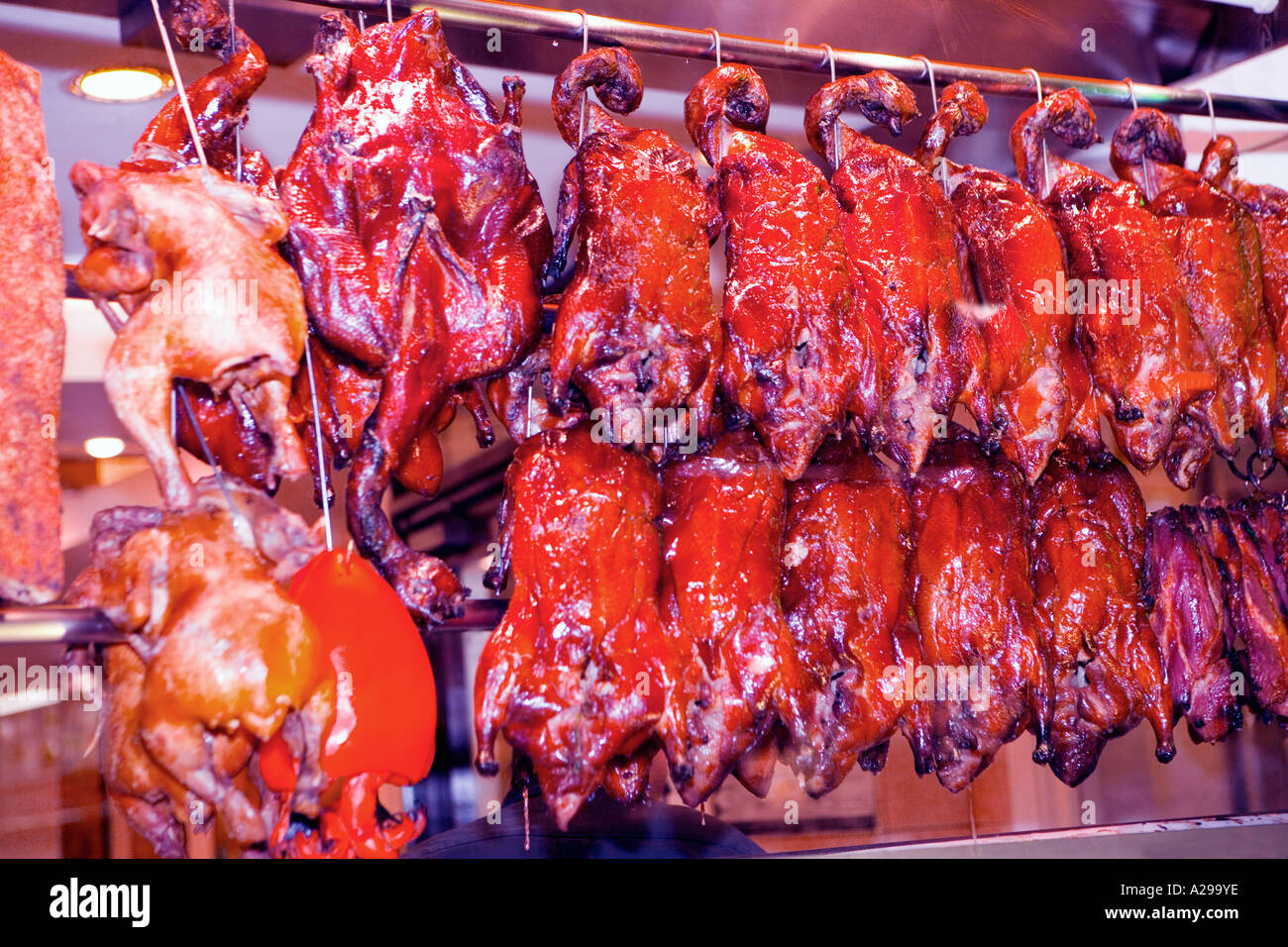 Crispy Duck in restaurant window London's China Town Stock Photo Alamy