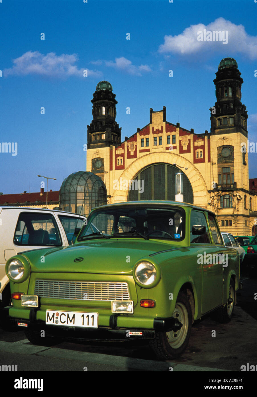 Central station and old trabant car Prague Czech Republic S Grandadam Stock Photo