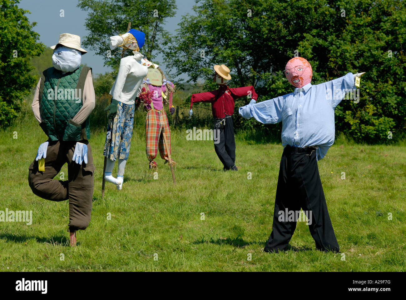 Various scarecrows from Climping scarecrow competition. Climping West Sussex UK united Kingdom annual competition festival Stock Photo