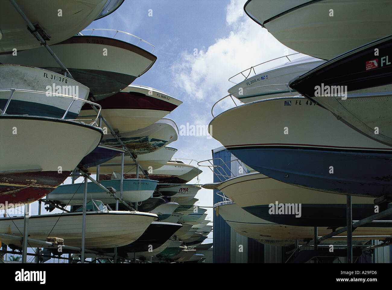 Boats parking lot Key Largo Florida USA S Grandadam Stock Photo