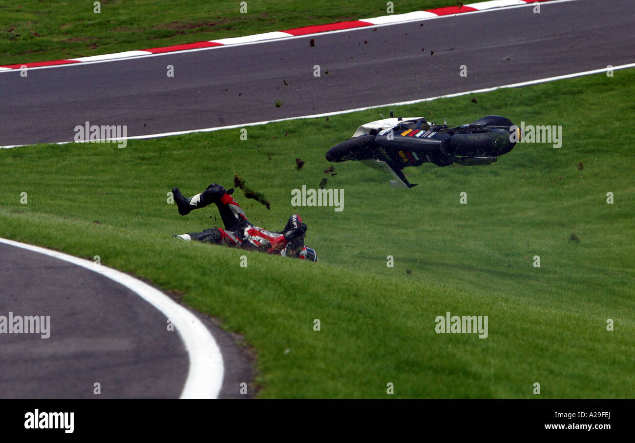motorcycle crash in the BSB 2006 championship at Cadwell Park Stock