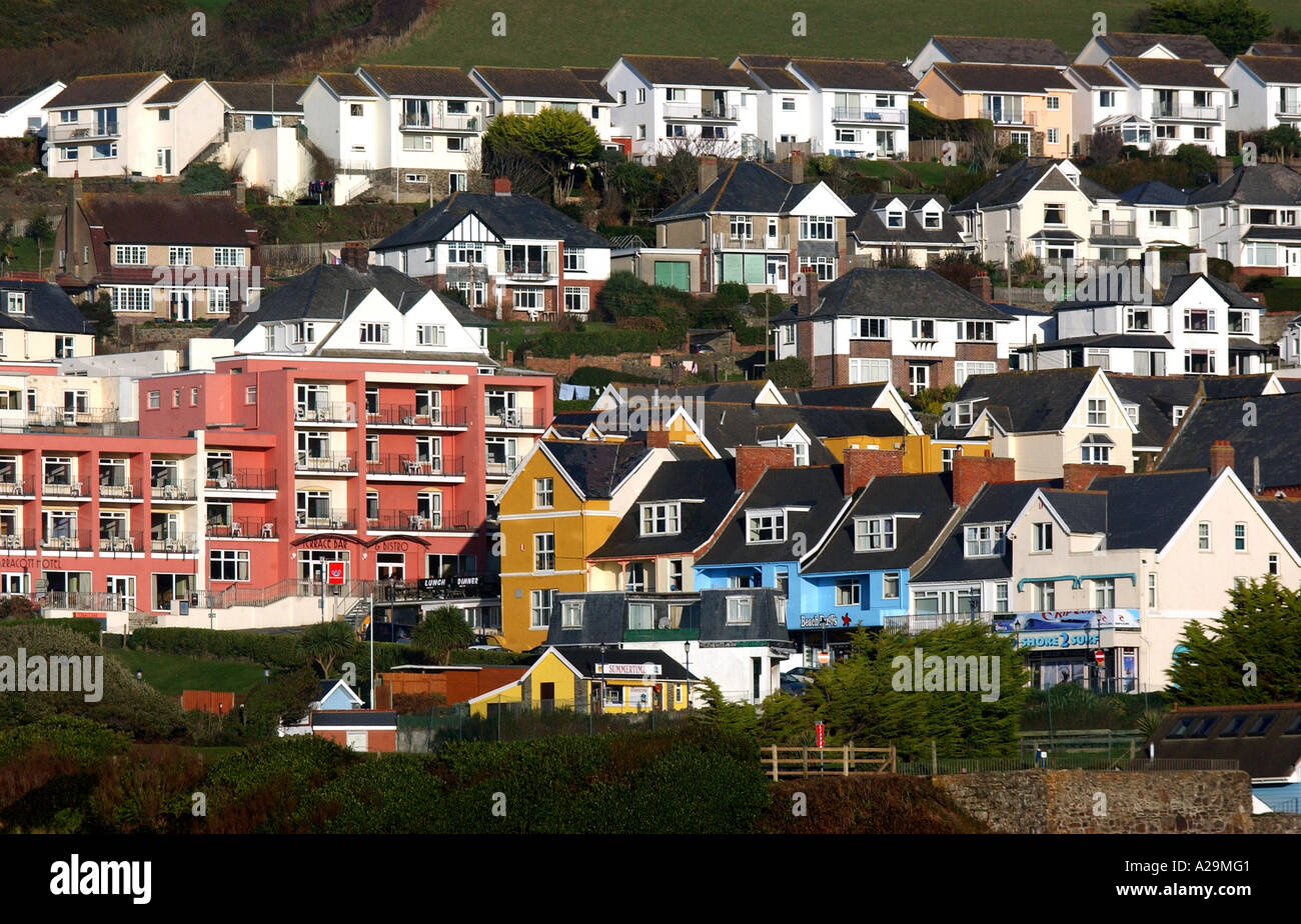 Woolacombe in North Devon showing holiday accomodation Stock Photo