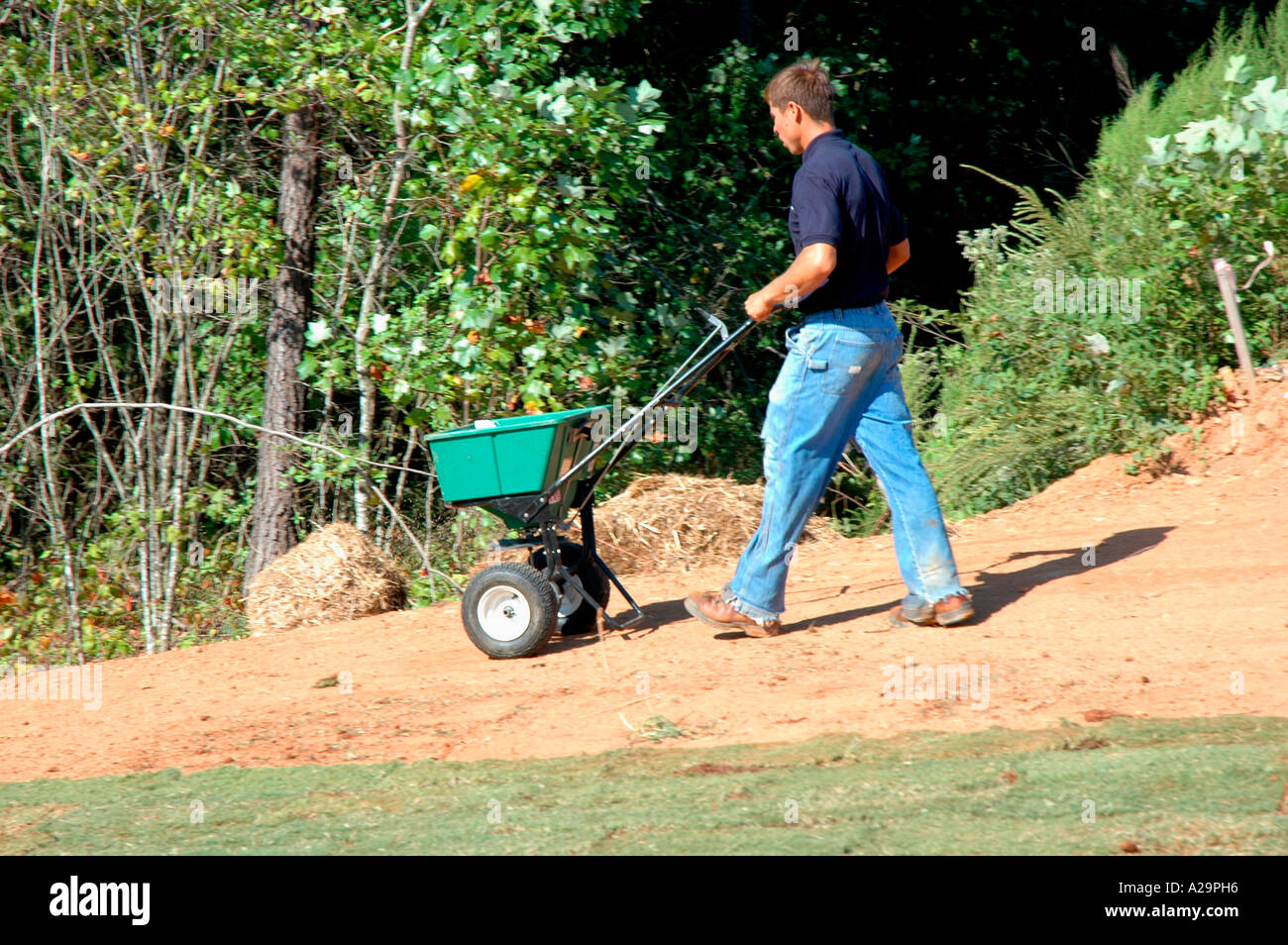 Seeding and mulching new home lawn construction for sale by local crews